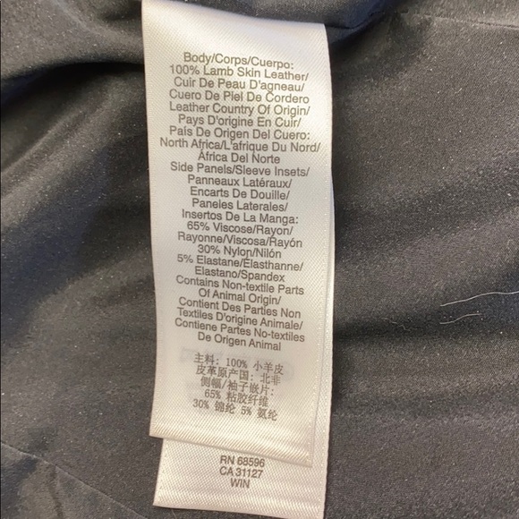 DKNY black leather jacket with nylon side panels. - Picture 4 of 13